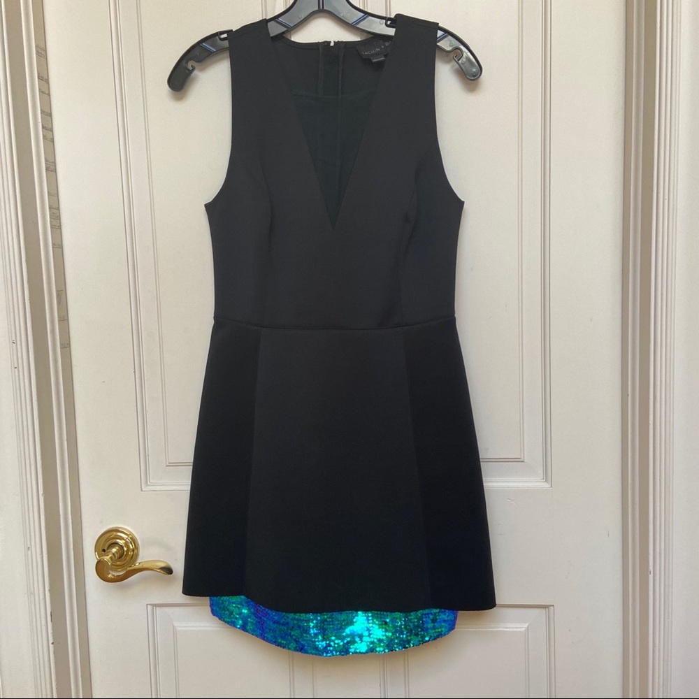 Sachin + Babi Black Dress with Blue Sequin Detail